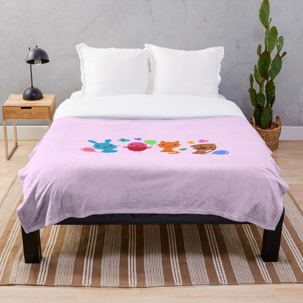 Sago Mini inspired plush blanket with cute and colorful design