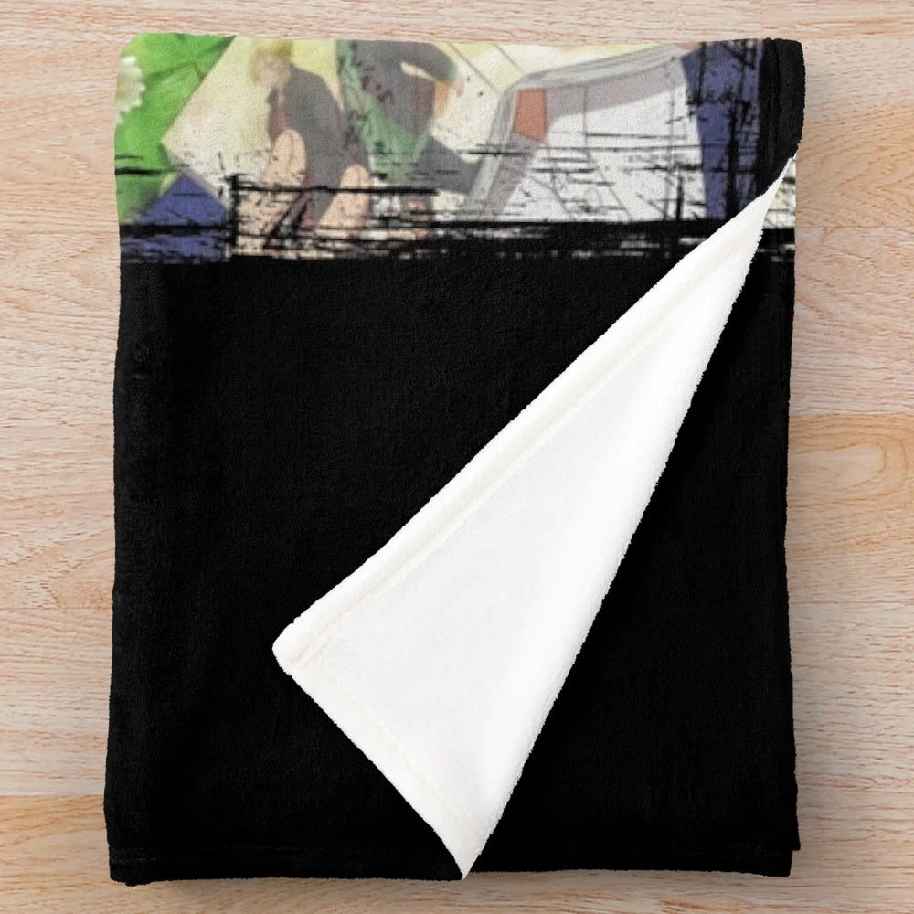Anime-inspired plush blanket featuring characters from Sasaki and Miyano