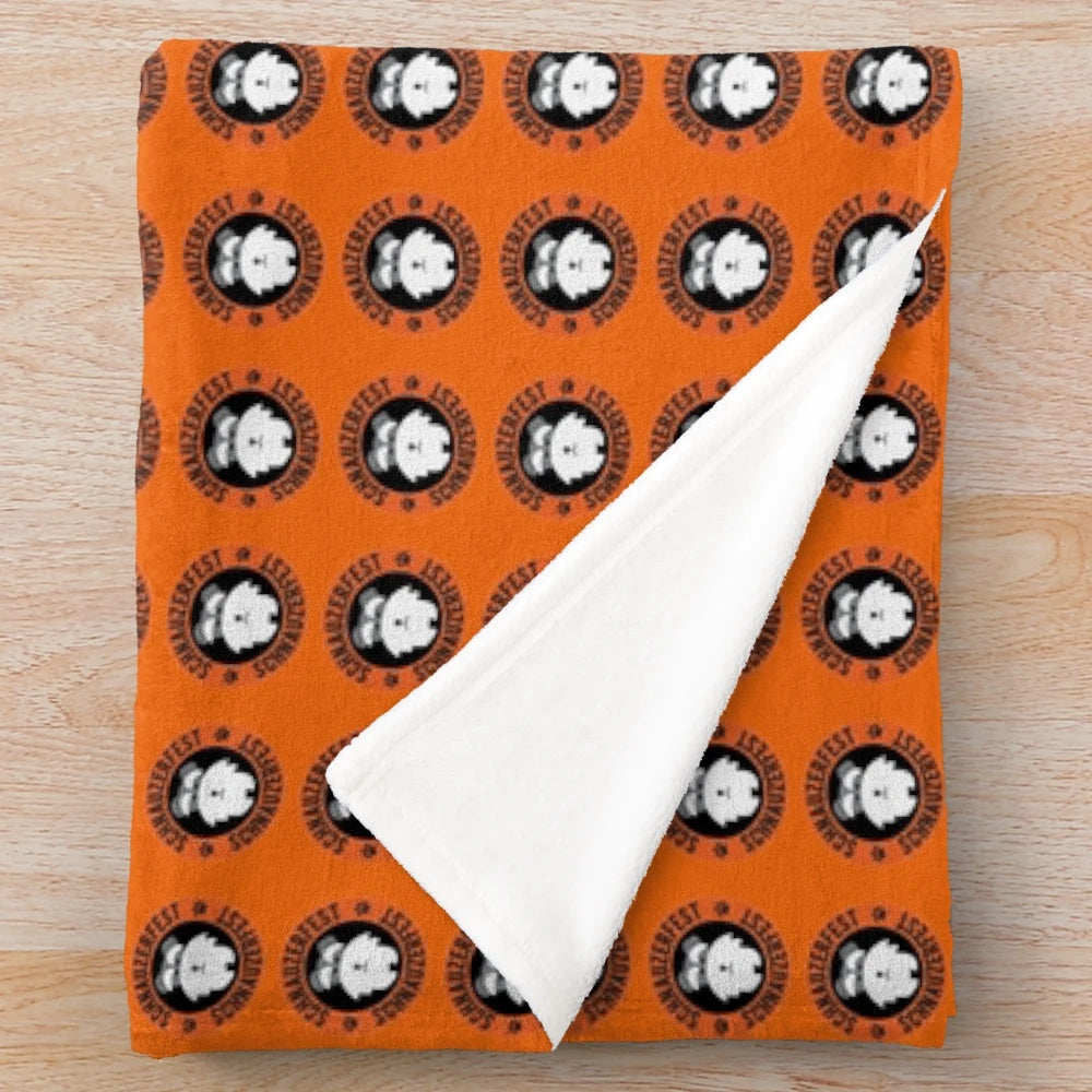 Schnauzerfest inspired plush blanket with miniature schnauzer design