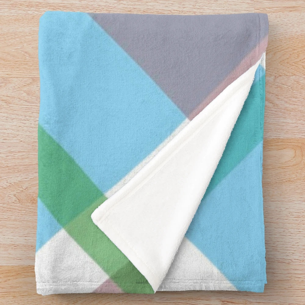 Scottish tartan plush blanket in blue, green, and white