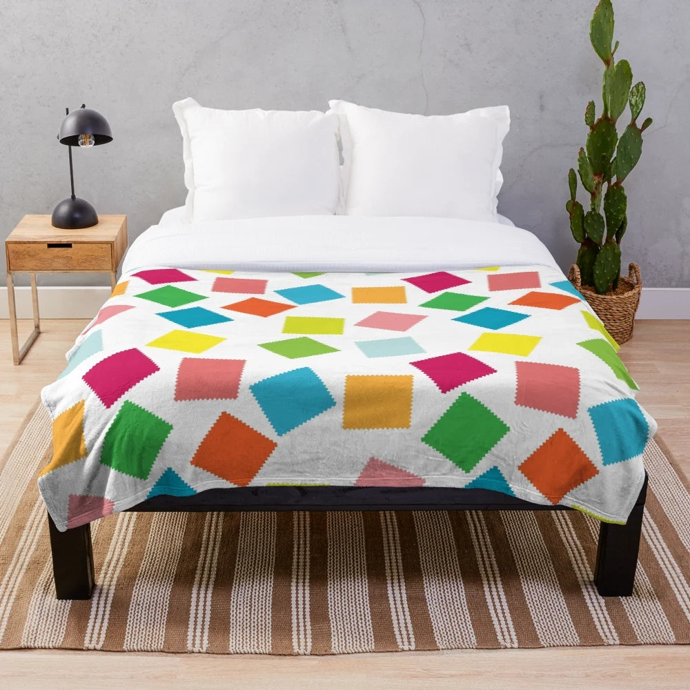 Soft and cozy plush blanket with a seamless patchwork design