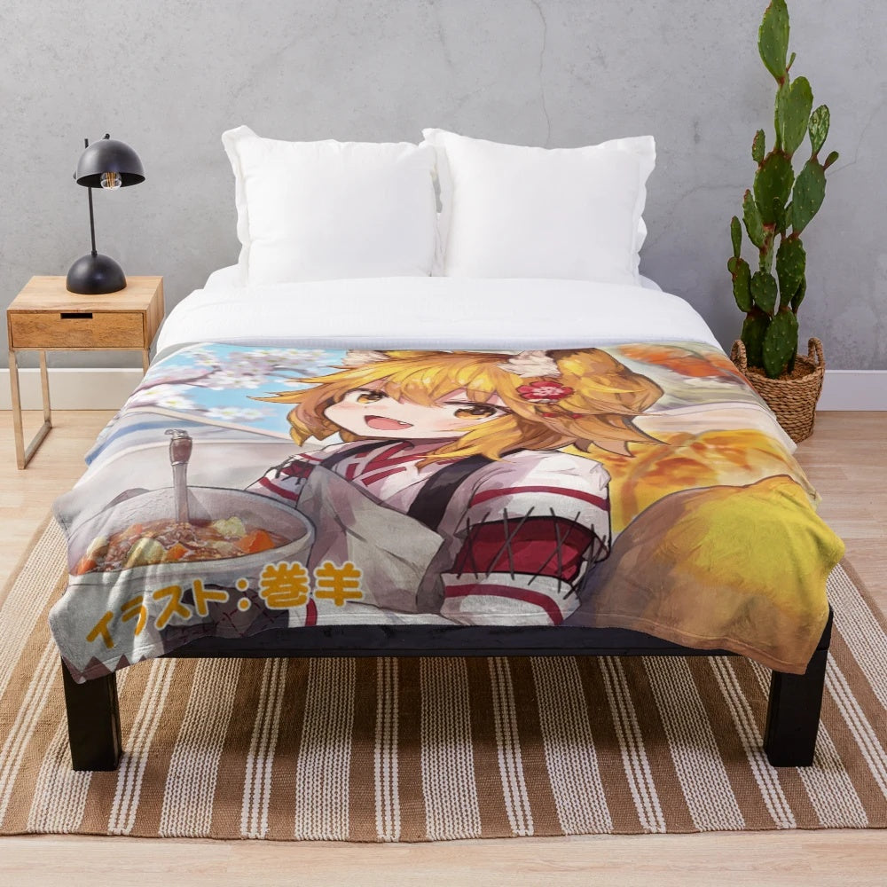 Senko-San anime plush blanket with a helpful fox design
