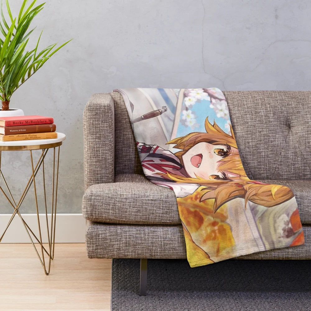 Senko-San anime plush blanket with a helpful fox design