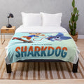 Sharkdog plush blanket with cartoon character design
