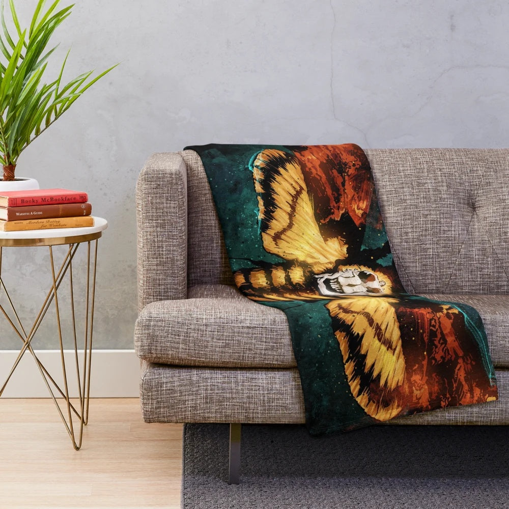 Silence of the Lambs inspired plush blanket with Hannibal Lecter and lambs design