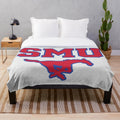 SMU-Inspired Plush Blanket with Blue and Red Colors