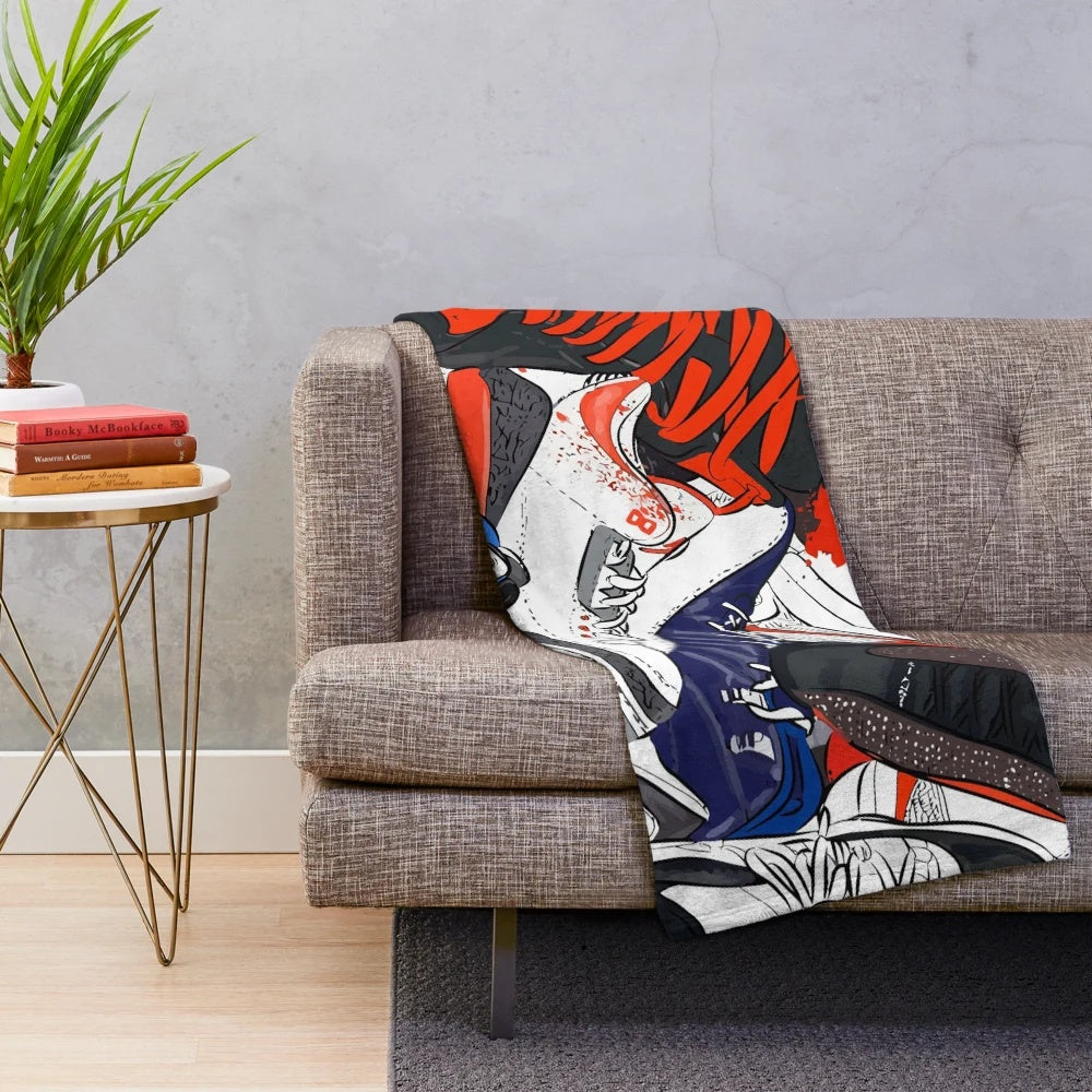 Soft and plush sneaker-themed blanket for cozy comfort