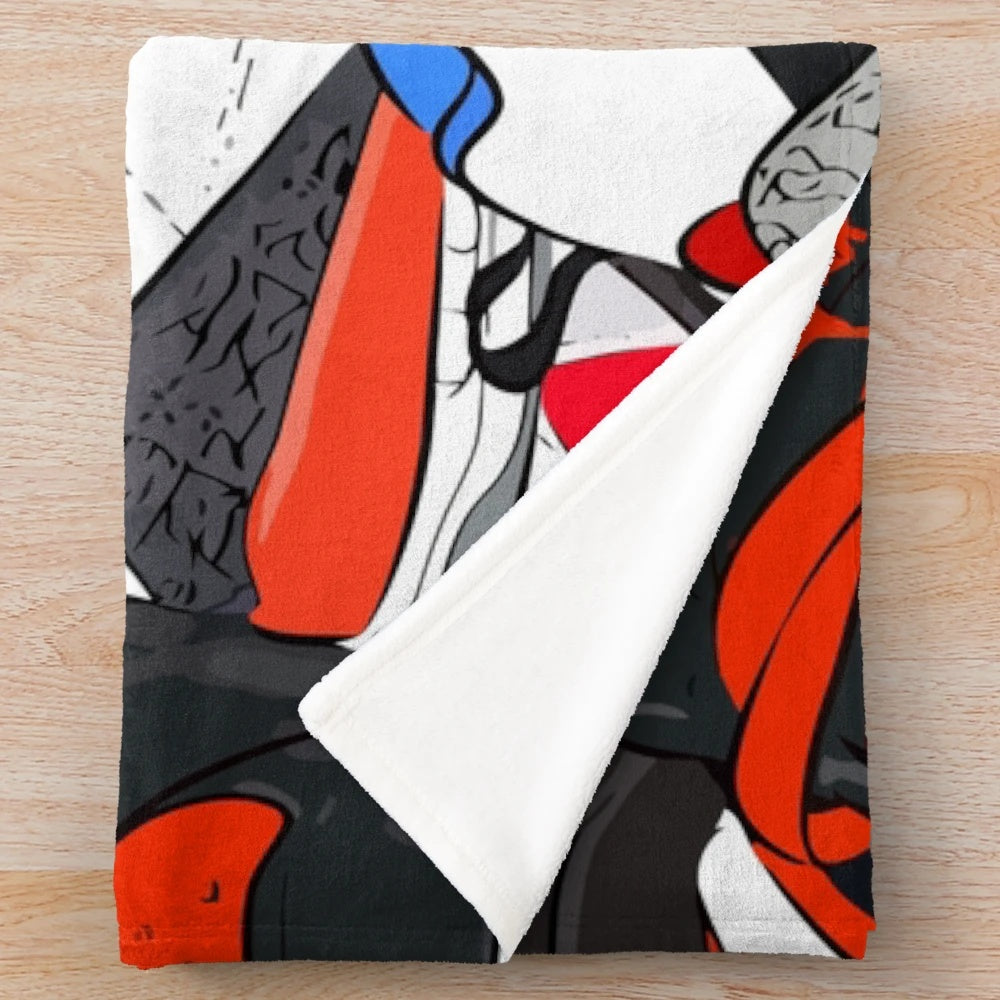 Soft and plush sneaker-themed blanket for cozy comfort
