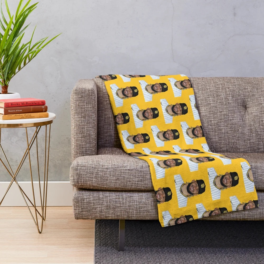 Plush blanket featuring the image of baseball player Fernando Tatis Jr.