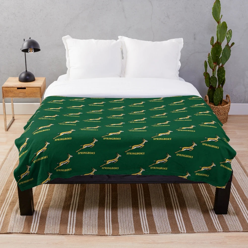 Springbok plush blanket with South African rugby design