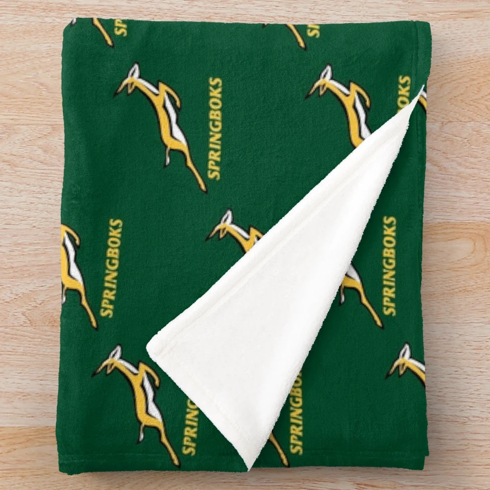 Springbok plush blanket with South African rugby design