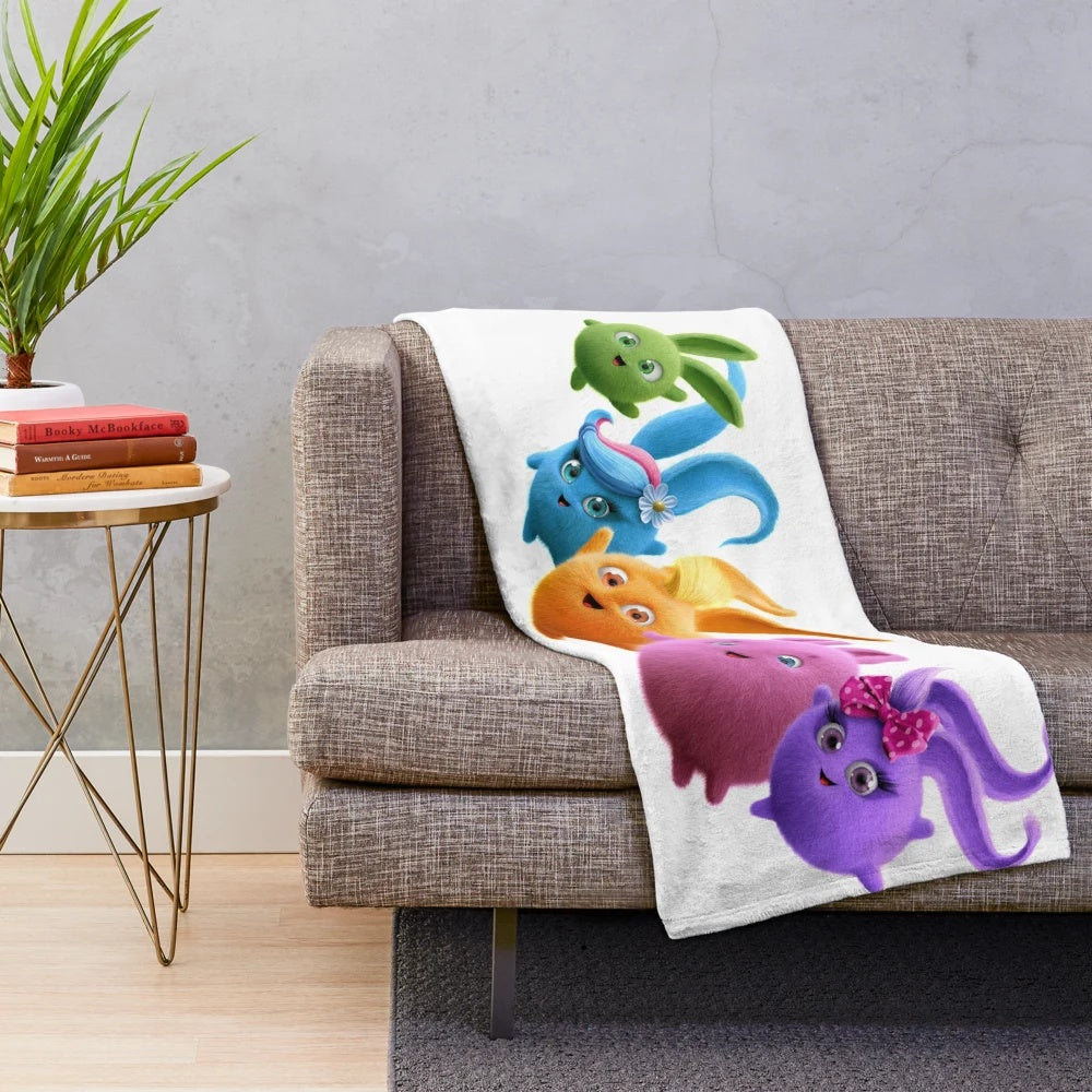 Soft and cuddly plush blanket featuring the lovable Sunny Bunnies characters