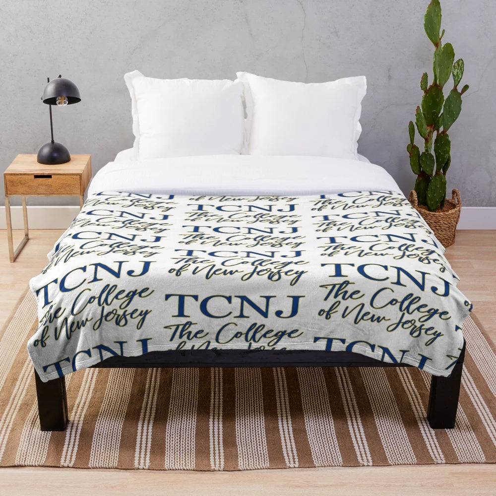 TCNJ Inspired Plush Blanket with College Logo