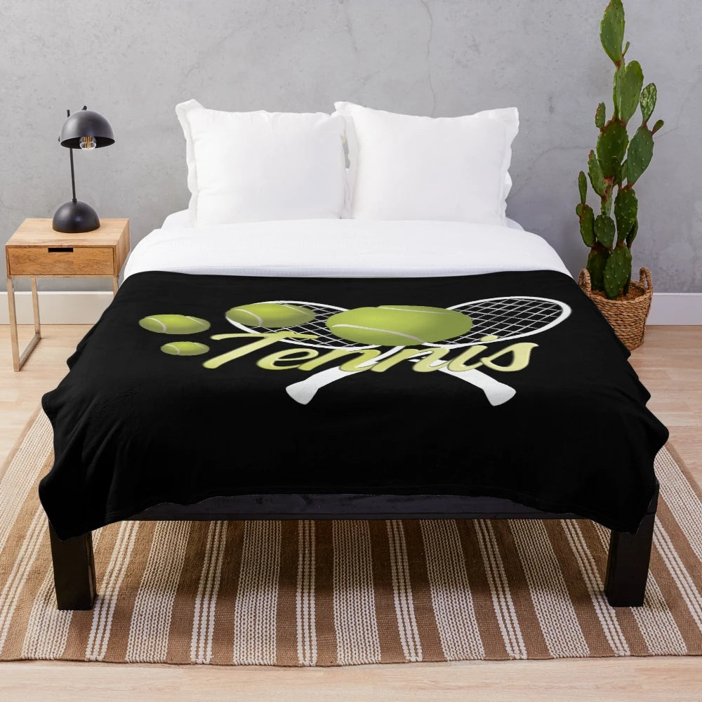Tennis-themed plush blanket