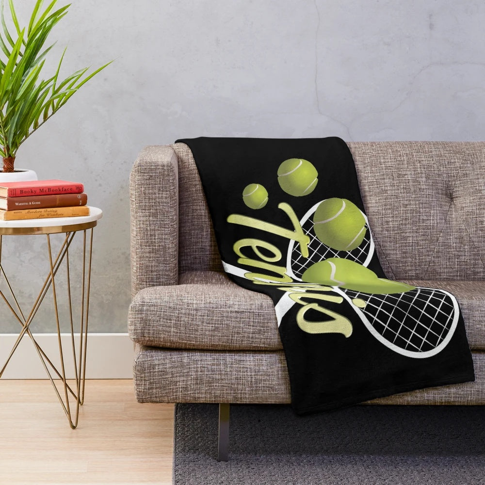 Tennis-themed plush blanket