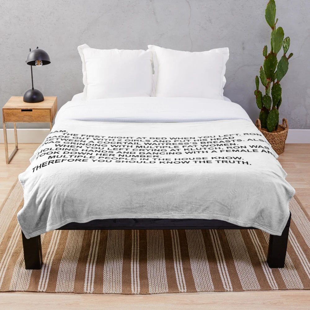 Soft "The Note" plush blanket with jersey shore characters