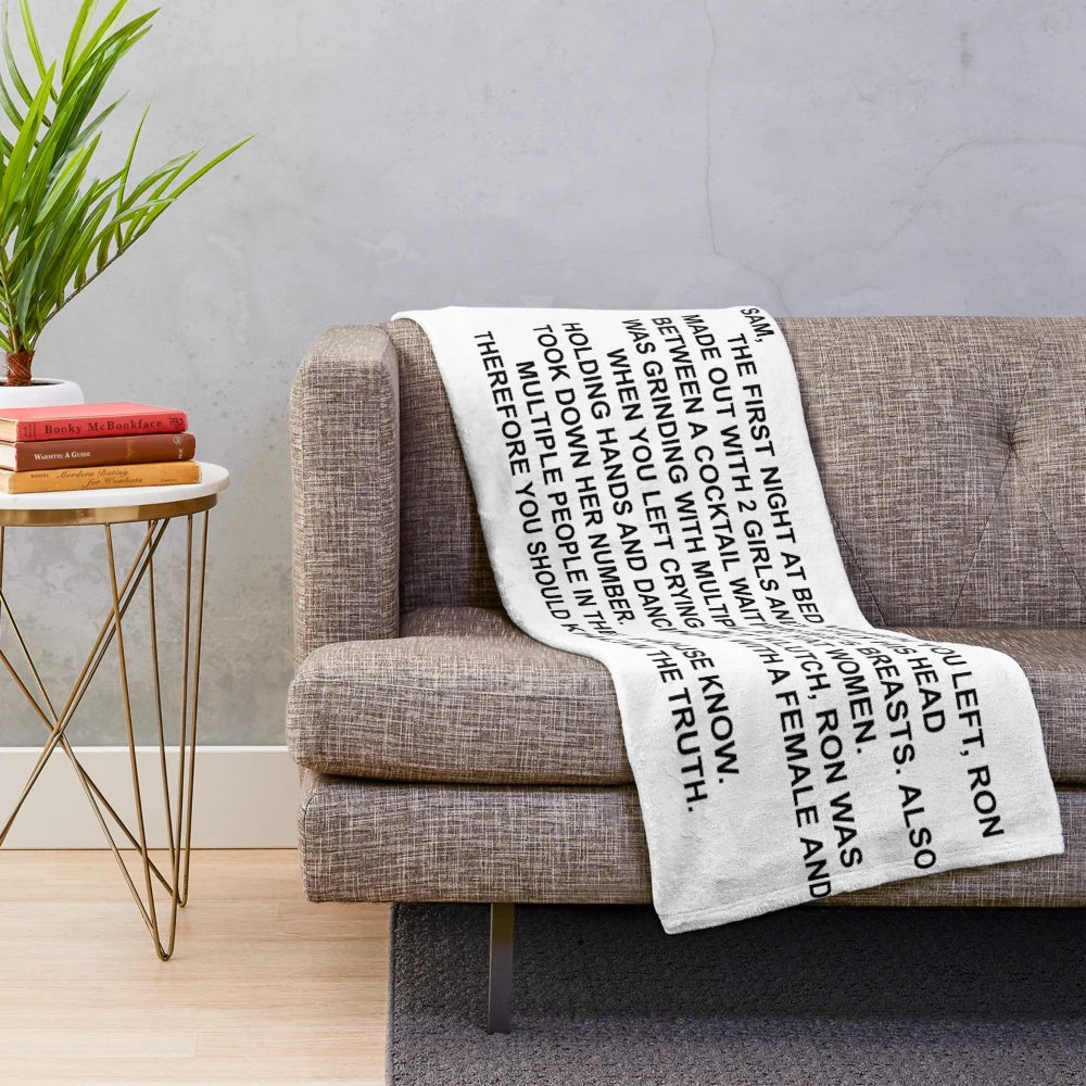Soft "The Note" plush blanket with jersey shore characters