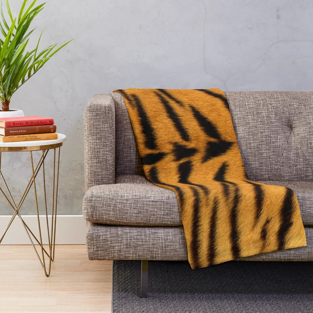 Tiger print plush blanket