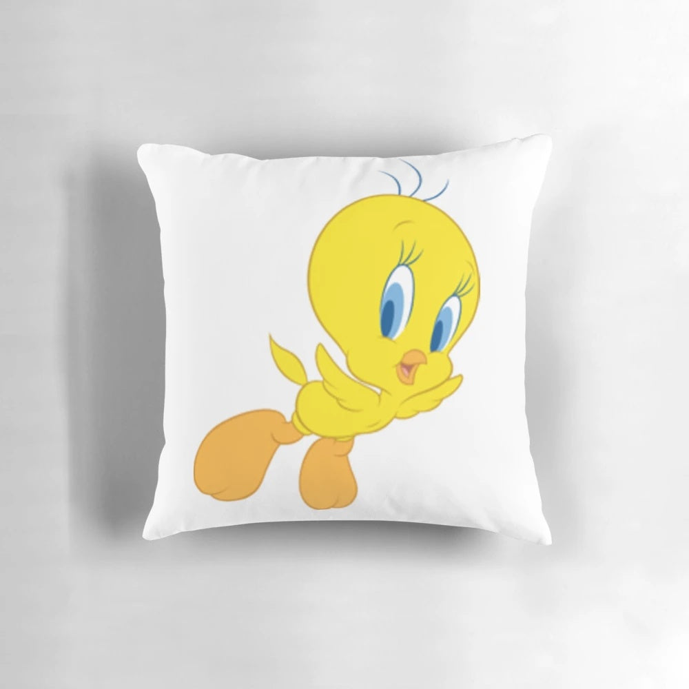 Soft and plush yellow tweety bird pillow with Looney Tunes character design