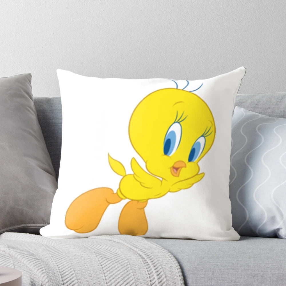 Soft and plush yellow tweety bird pillow with Looney Tunes character design