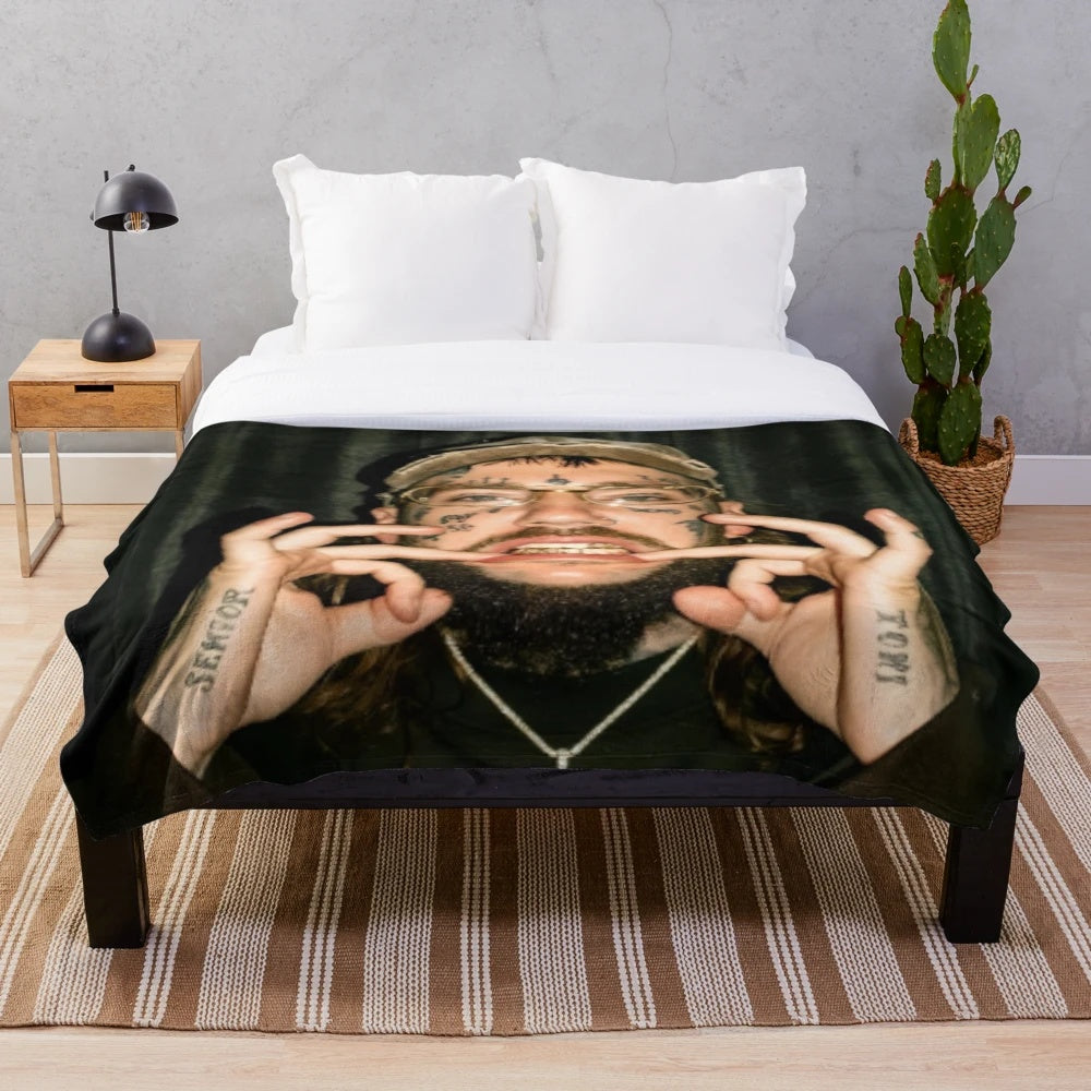 $uicideboy$ inspired plush blanket featuring the band's logo and artwork