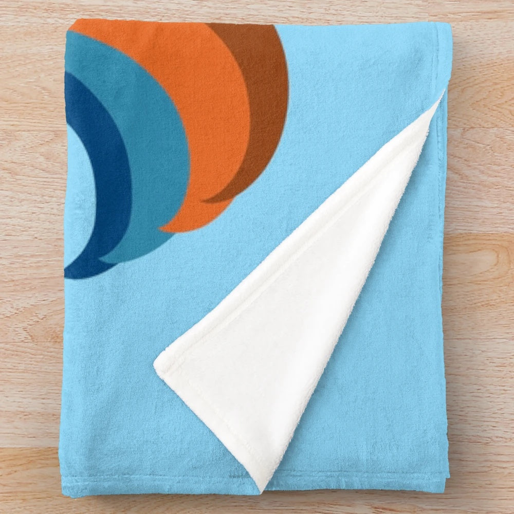 Soft and cuddly unicorn plush blanket in blue and orange colors