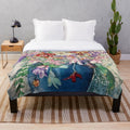 Vase of spring flowers plush blanket with a floral design