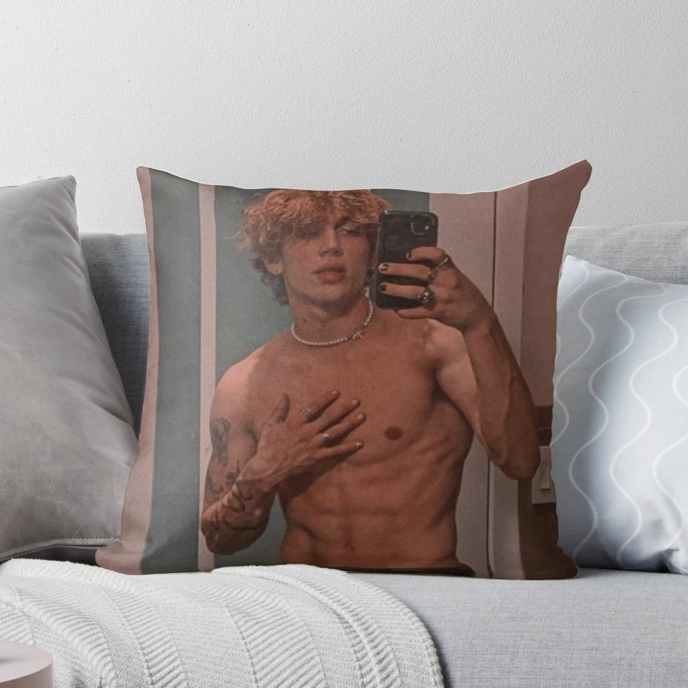 Soft and plush pillow featuring the image of popular TikTok star Vinnie Hacker