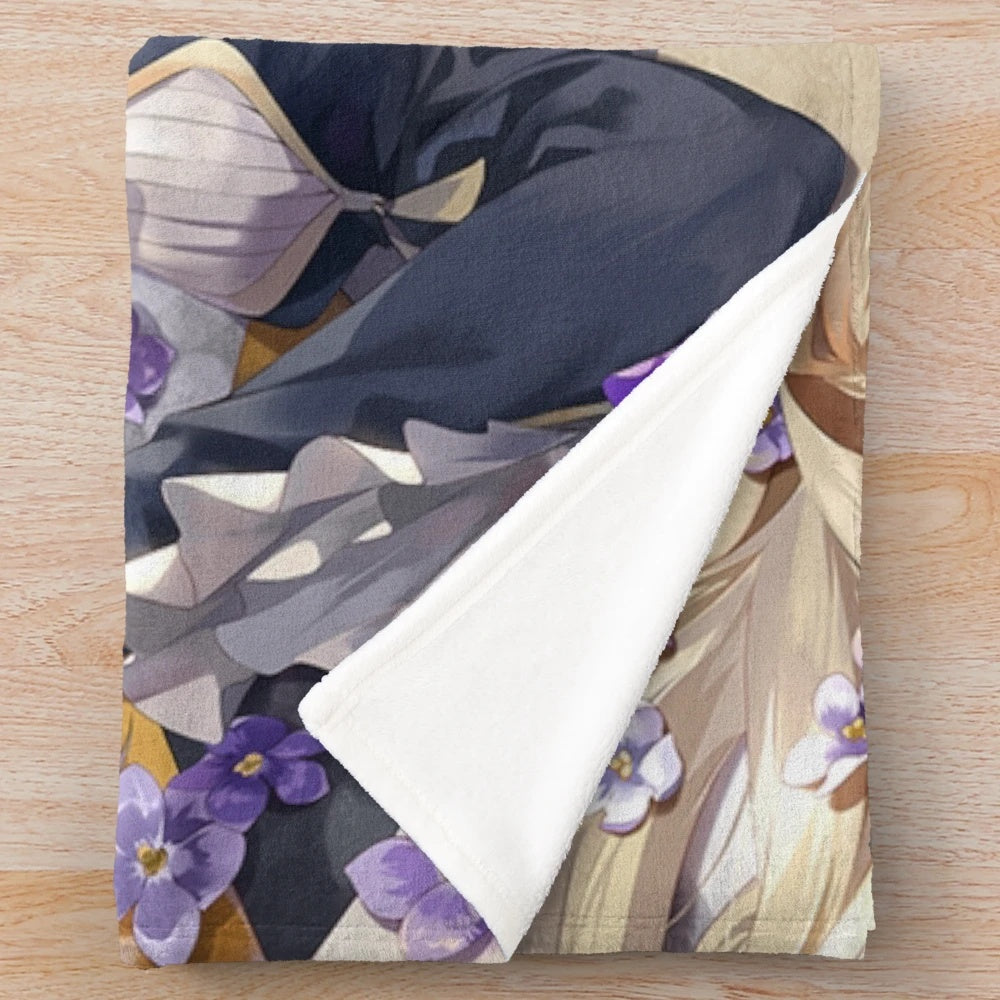 Violet Evergarden inspired plush blanket with a soft and cozy design