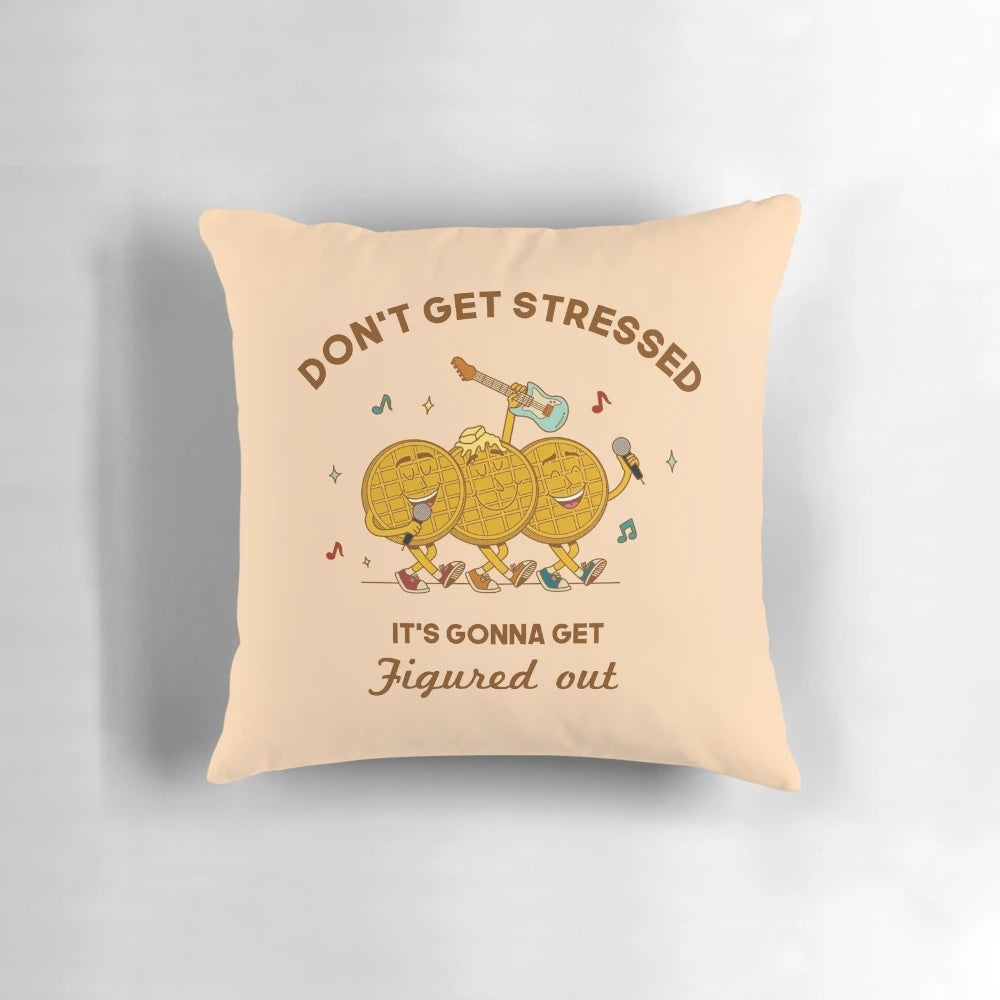 A plush and fluffy waffle-patterned pillow with a playful nod to the Jonas Brothers.