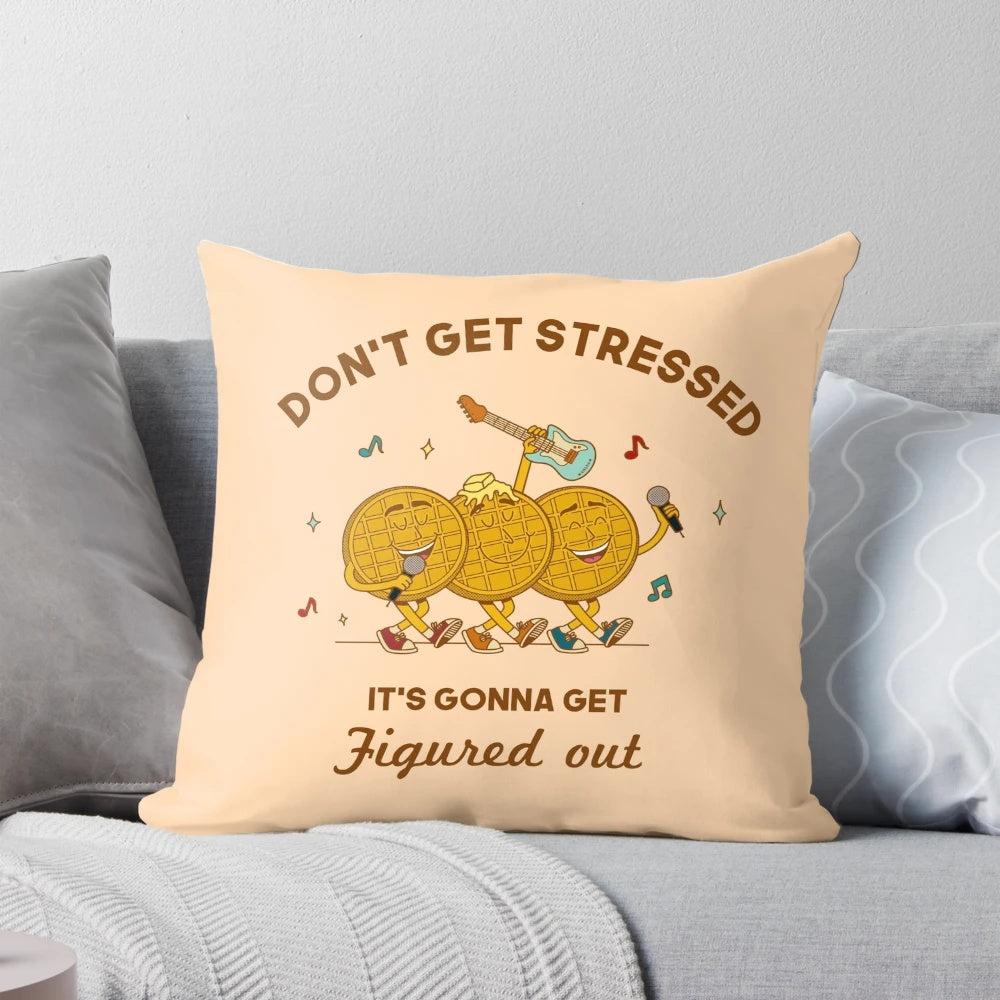 A plush and fluffy waffle-patterned pillow with a playful nod to the Jonas Brothers.