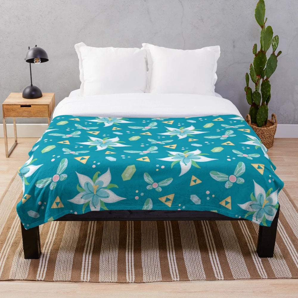 Silent Princess-patterned blue plush blanket