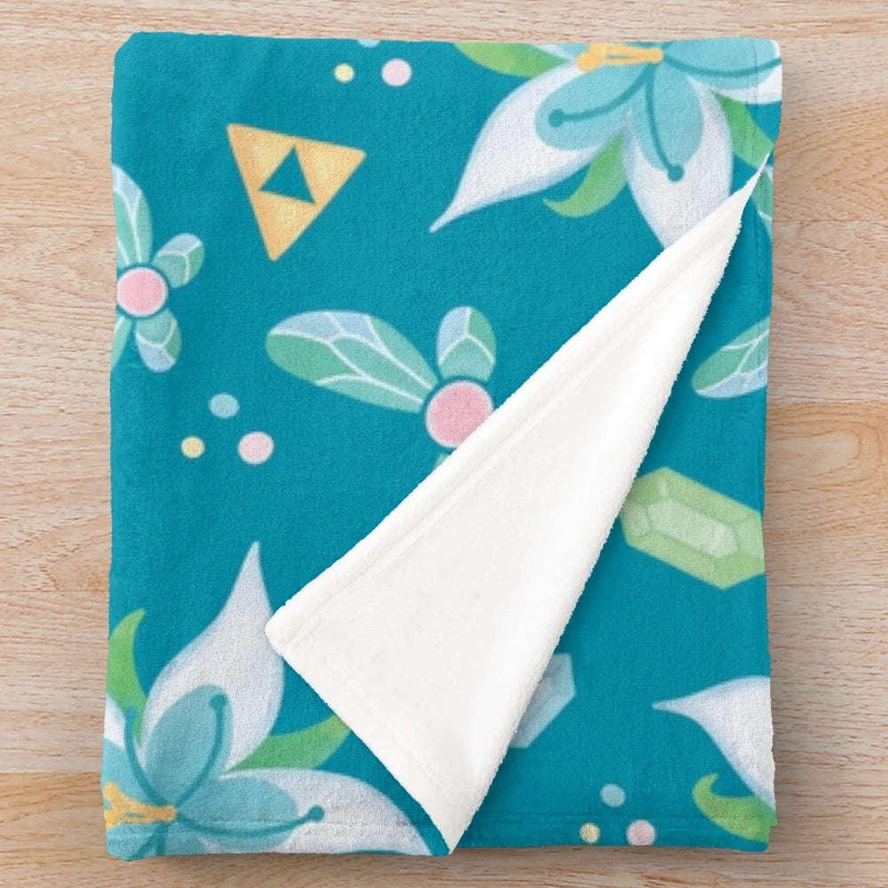Silent Princess-patterned blue plush blanket