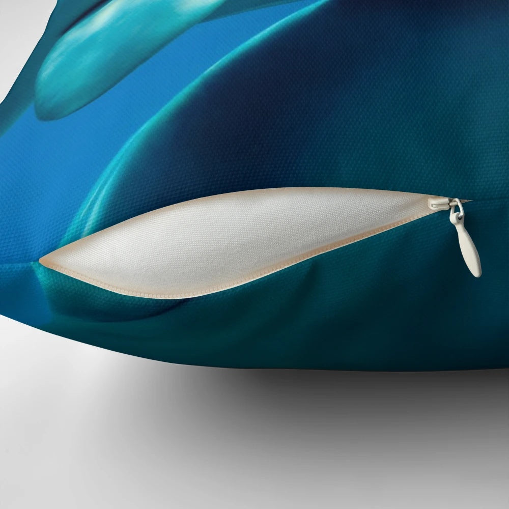 Soft and plush beluga whale pillow with a white, rounded body and friendly expression