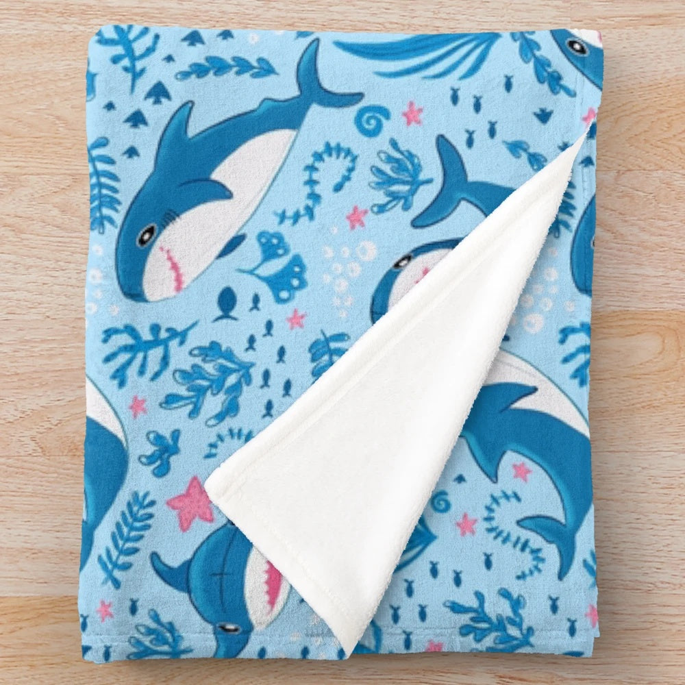 Blahaj shark-shaped plush blanket