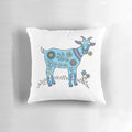 Plush blue goat-shaped pillow with a cute and whimsical design