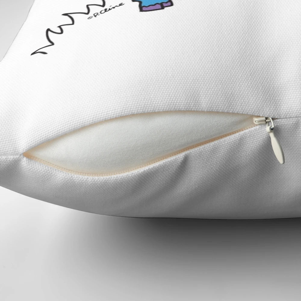 Plush blue goat-shaped pillow with a cute and whimsical design