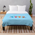 Blue plush blanket with Sago mini characters for kids