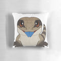 A soft and plush pillow featuring a detailed image of a blue tongue skink, a popular reptile pet.