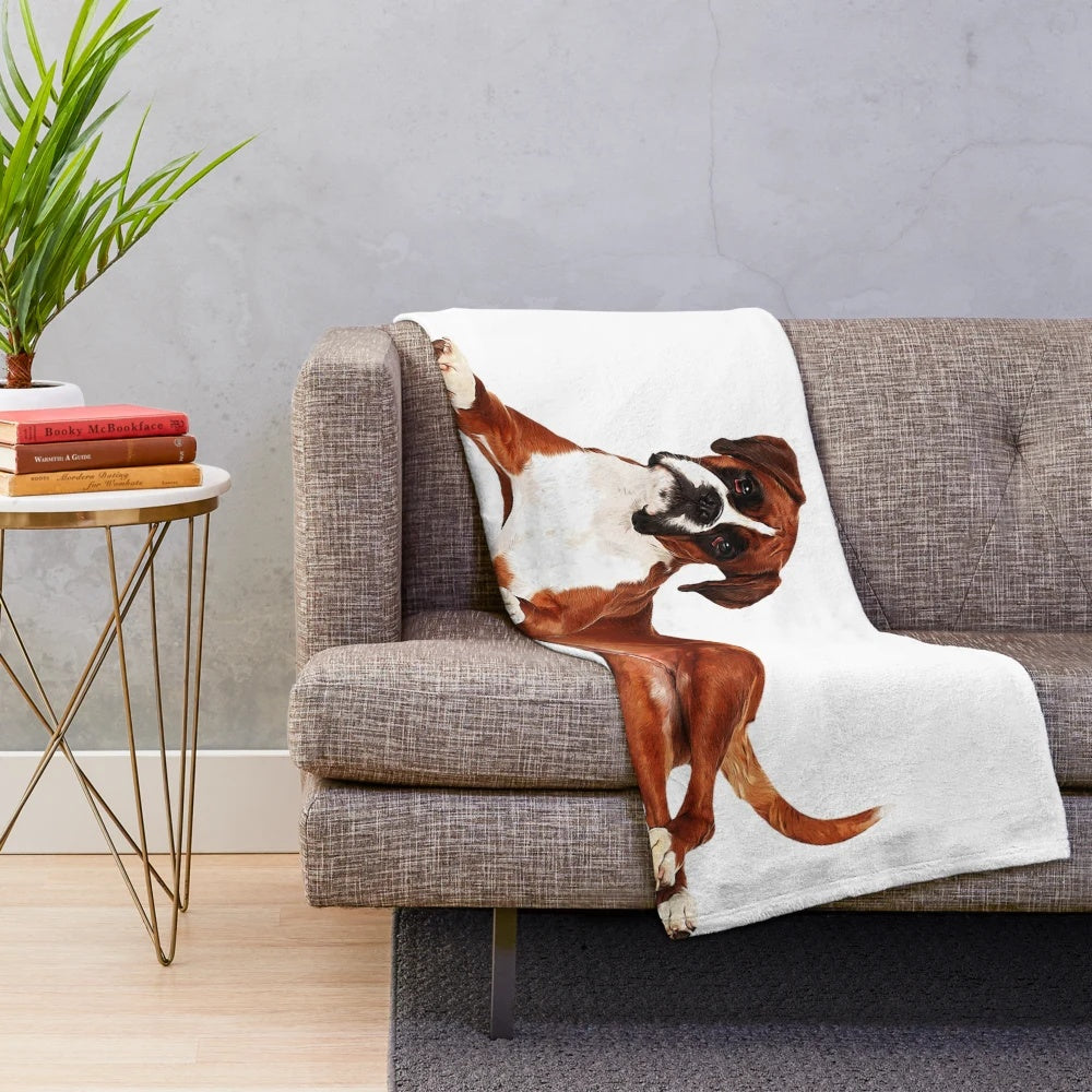 Adorable boxer dog plush blanket