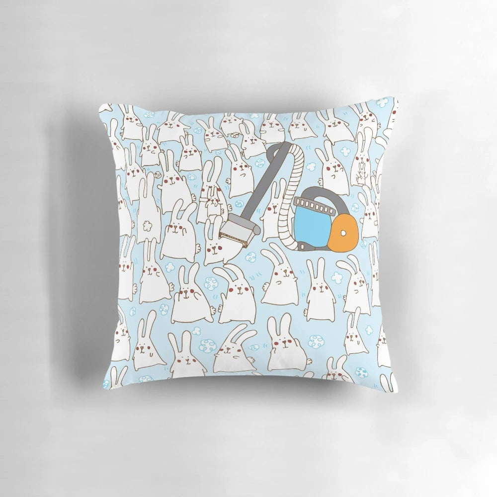 Plush and adorable bunny-shaped pillow in soft, fluffy cotton fabric