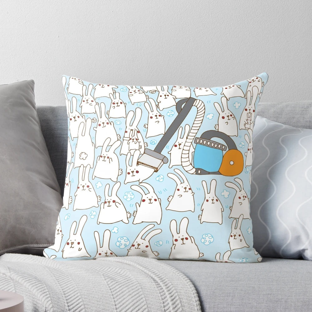 Plush and adorable bunny-shaped pillow in soft, fluffy cotton fabric