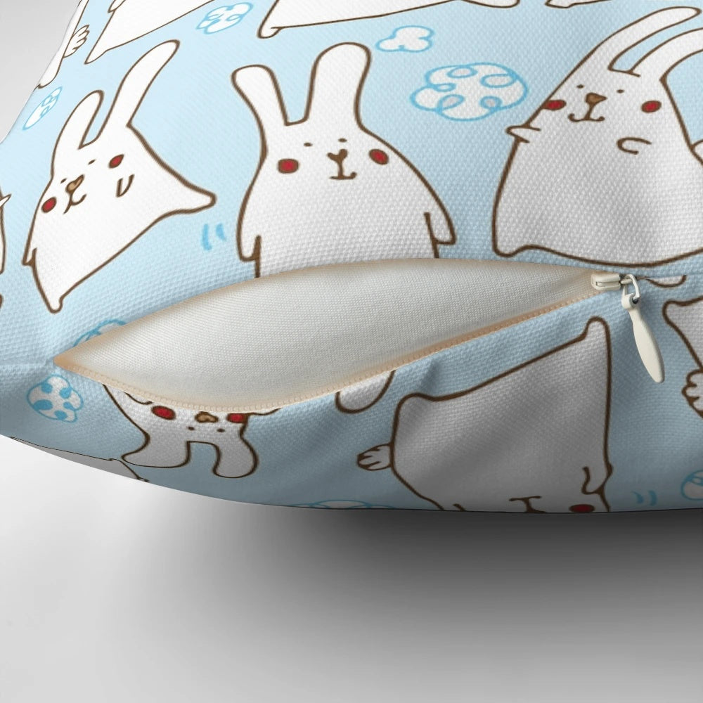 Plush and adorable bunny-shaped pillow in soft, fluffy cotton fabric