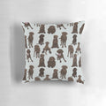 Adorable chocolate labrador retriever dog on a plush pillow