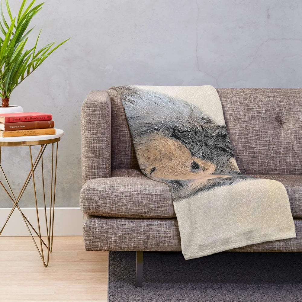 Collie (Rough) plush blanket with a sable-colored portrait