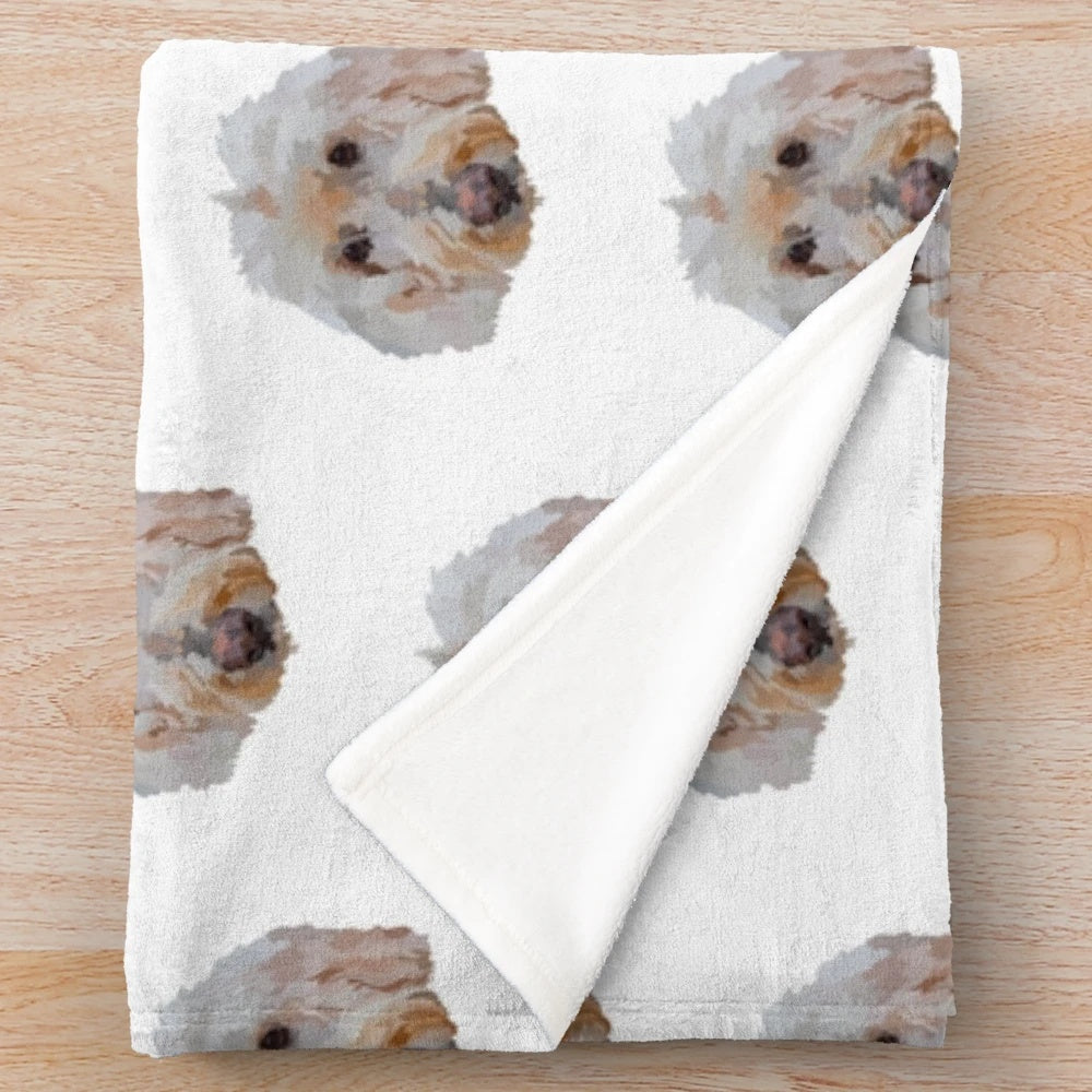 Doodle dog plush blanket with cute, fluffy design