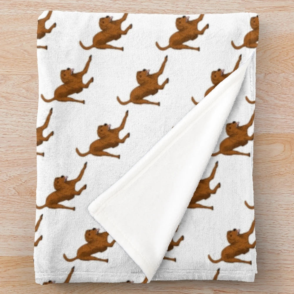 Labrador Retriever Fox Red Plush Blanket with Play Bow Design