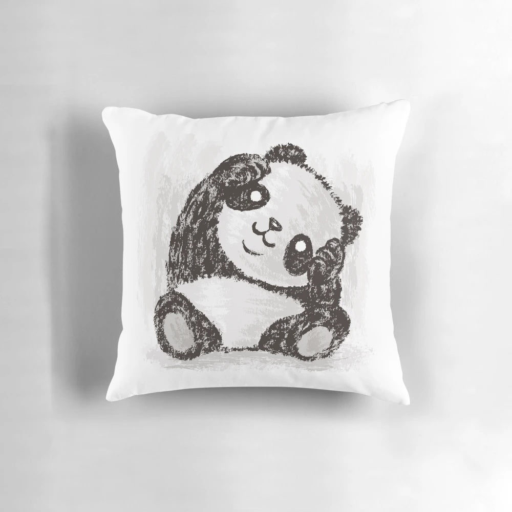Soft and plush panda pillow with a cute and cuddly giant panda bear design