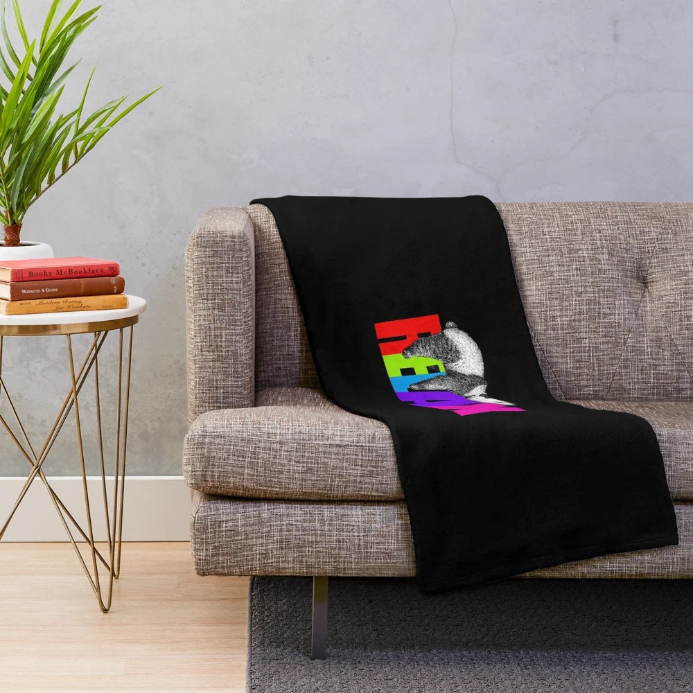 Panda-themed plush blanket with a soft and cozy feel