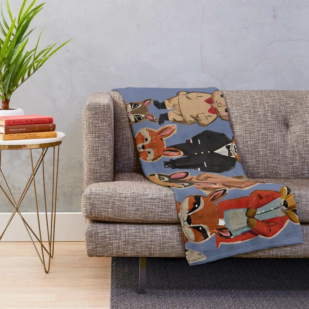 Cozy plush blanket with cute animal design